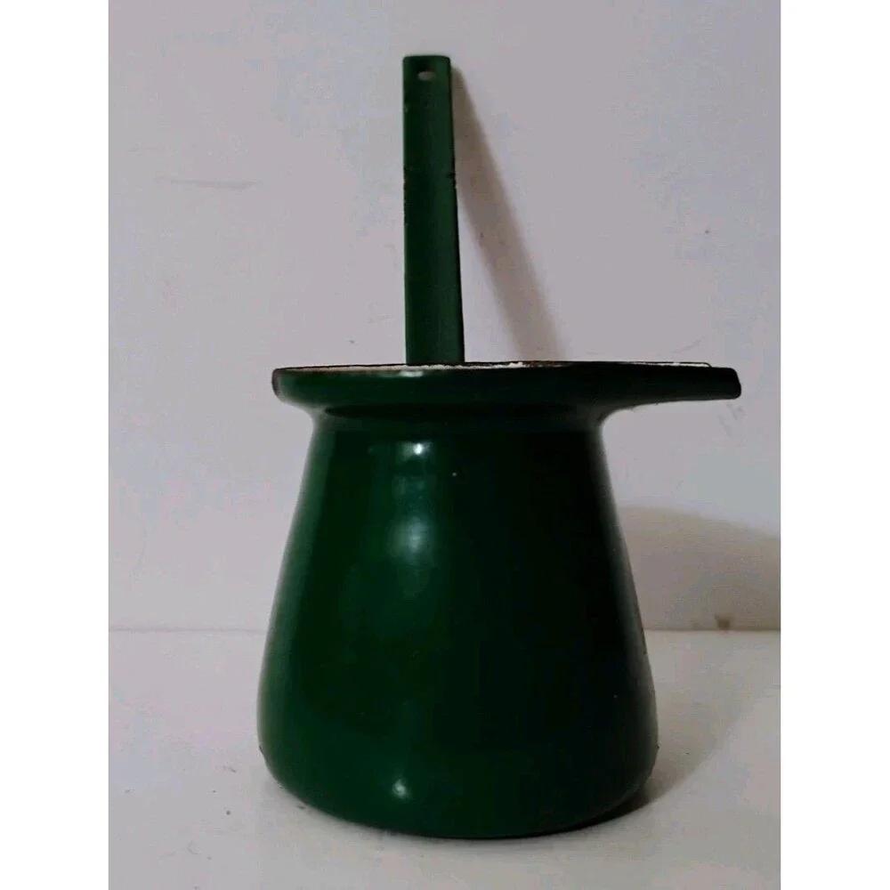 Vintage Green Enamel Turkish Coffee Pot Made in Yugoslavia Cezve Briki Pot Rust
